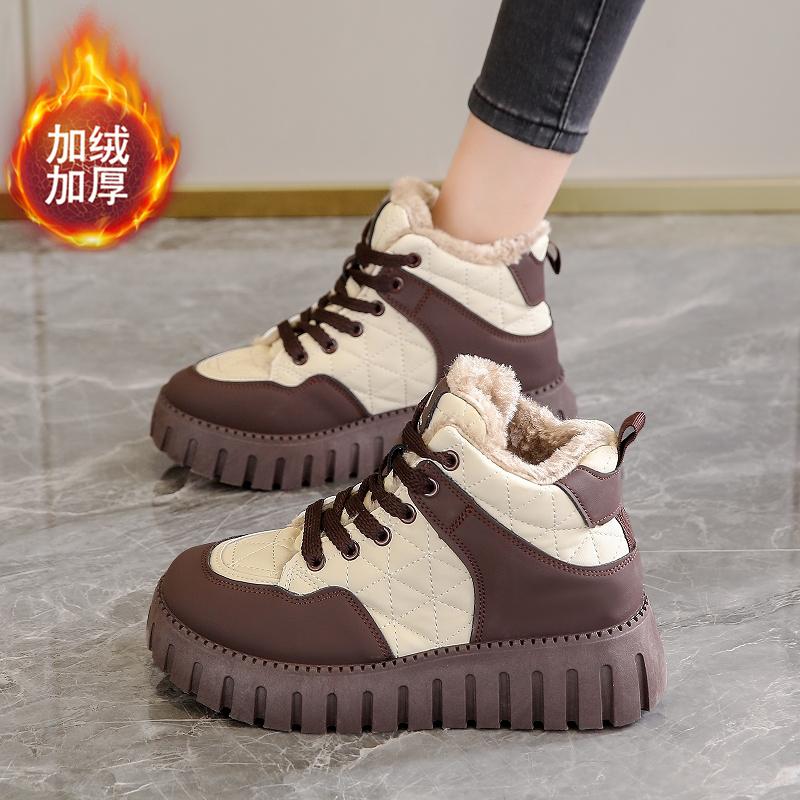 Snow boots winter new thick-soled velvet short boots warm high-top cotton shoes