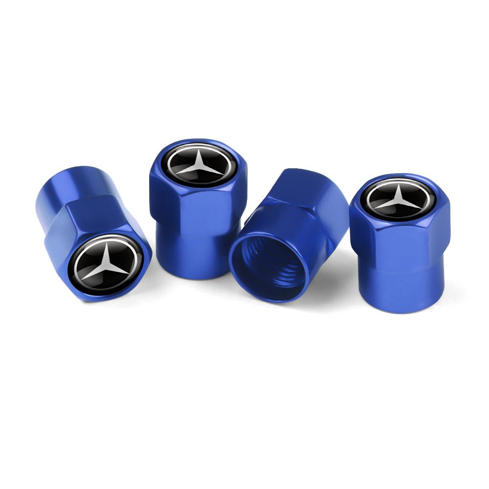 4pcs Metal Car Badges Wheel Tire Valve Caps Covers Car Accessories For Mercedes Benz New A/B/C/E/S Class C200L GLC AMG W212 W213 STUVW1