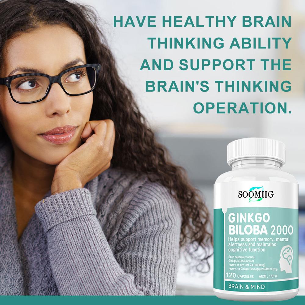 Soomiig Ginkgo Biloba 2000mg Brain & Mind Supplement, 120 Capsules
