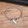 Customized Cross Charm Bracelets for Men Boys,Waterproof Stainless Steel Chain Links Wristband,Trendy Jewelry Gift to Father BBF