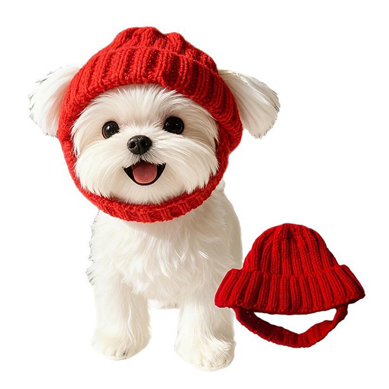 Maltese Dog Beanie Hat Cozy Soft Knit With Ear Flaps Keep Warm For Small Dogs Winter Indoor/Outdoor Use