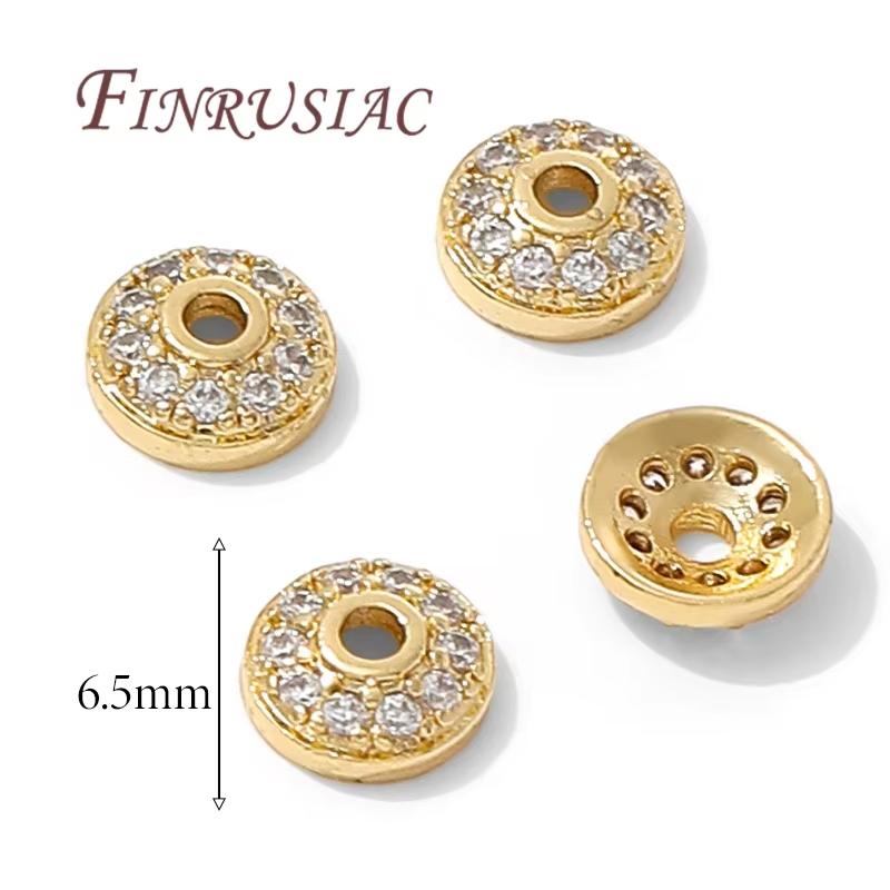8.5mm Spacer Bead Caps 18K Gold Plated Brass with Zircon Flower Bead End Caps For Jewelry Making Supplies DIY Accessories