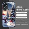 Cute Winter Snowman Christmas Tree Tempered Glass Phone Case for OPPO Realme 13 Pro Plus 12 11 10 9i C55 X7 GT Neo 2 3T 5G Cover