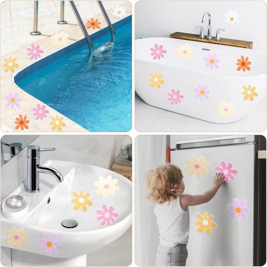 72 PCS Original Non Slip Bathtub Stickers,Flowers Skidproof Shower Sticker with Premium Scraper,Bathtub Non Slip Stickers for Bathroom