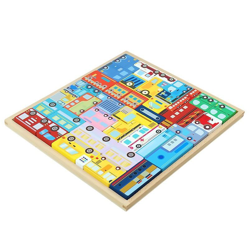 Wooden Puzzle Children Cartoon Forest Animals Tetris Large Building Block Three-dimensional Puzzle Parent-child Toy