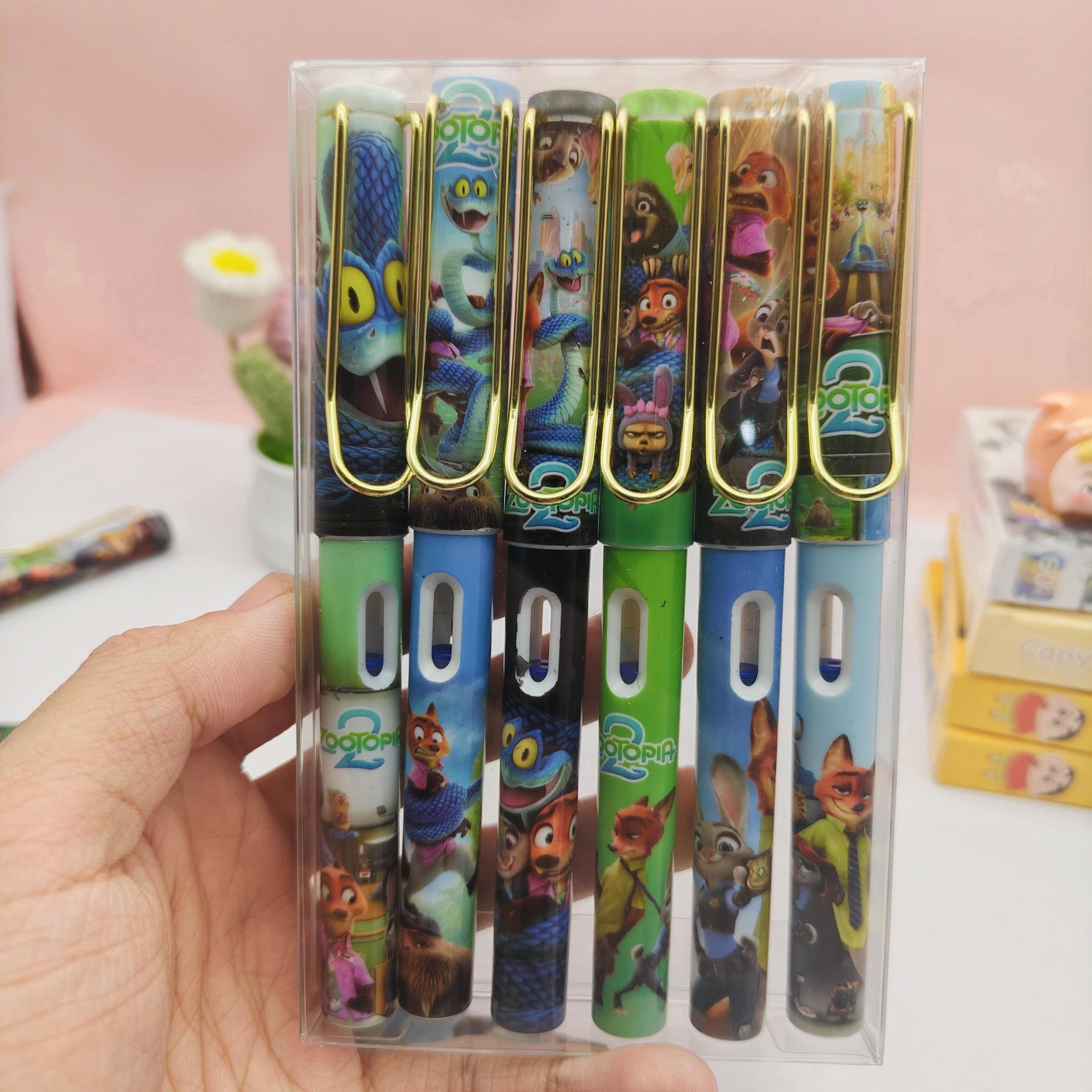 World Cup 6-Piece Cartoon Fountain Pen Set with EF Nib and Replaceable Ink Cartridge for Students EF Nib