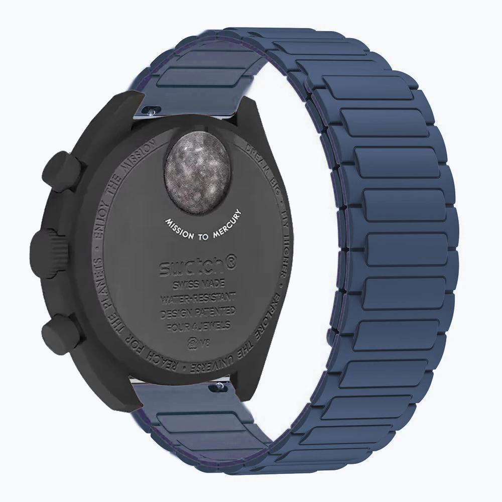 

Magnetic Silicone Strap For Omega X Swatch Joint MoonSwatch Wristband Bracelet Correa For MoonSwatch 20mm Replacement Sport Band For MoonSwatch midnight синього кольору