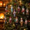 Indoor Christmas Tree Trim 48Pcs Nutcracker Wooden Ornaments, Classic Soldier Hanging Decorations, Vintage Holiday Gift for Friends Wood