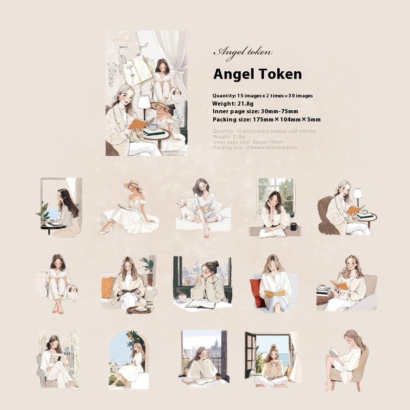 30 ks/balení Estetické nálepky Štítky Čtenářka Samolepky Dekorativní Deník Album Materiál Scrapbooking Potřeby