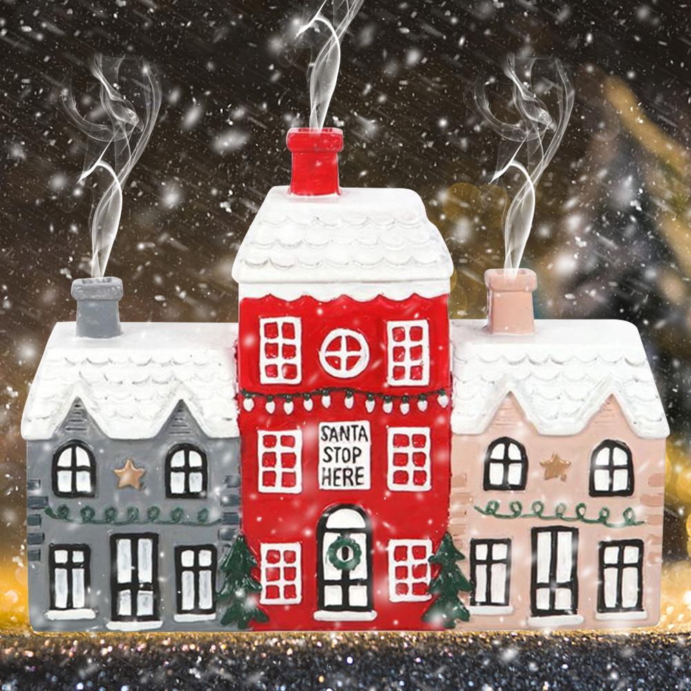 Vánoční motiv kadidelnice kadidelnice kadidelnice kadidelnice Village House figurka Stolní pryskyřice Ornament Jedinečné dárky pro ženy Muži