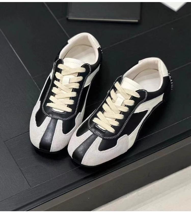 Genuine Leather Sneakers Training Lace-up Casual Sports Women's Shoes Autumn Winter Plus Velvet Retro Training Women Shoe