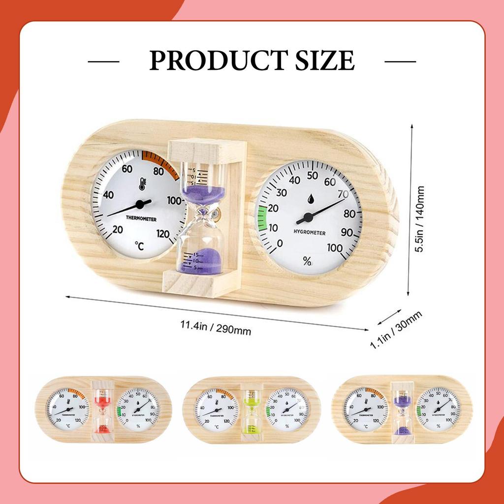Sauna Thermometer Hygrometer and Timer Temperature Humidity Gauge Equipment Household Easy Read 3 in 1 for Home Hotel Indoor