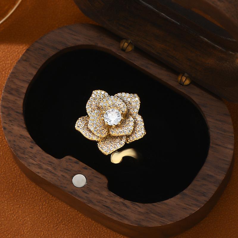 Adjustable Women's Ring Camellia Ring Fashion Personality Simple Clean Ins Style Girl Summer Beach Vacation Jewelry Finger Ring Wedding Party Jewelry