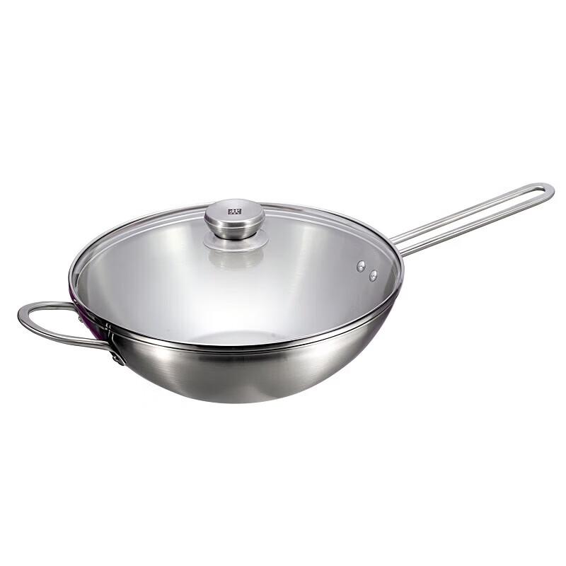 ZWILLING Nova III 30cm Stainless Steel Non-Coated Flat Bottom Wok