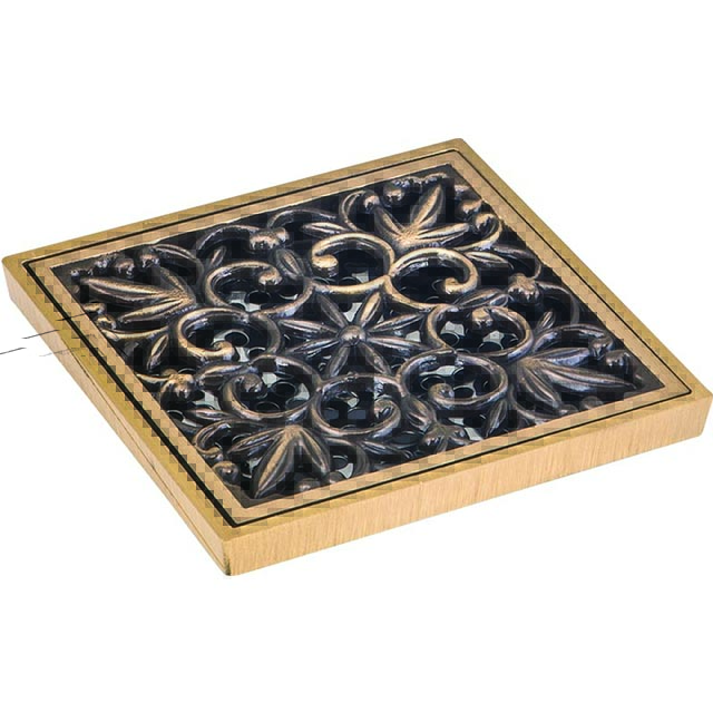 4 Inch Brass Floor Drain for Hotels Linear Square Strainer with Traps for Shower Ground Drainer (as the picture,Brass)