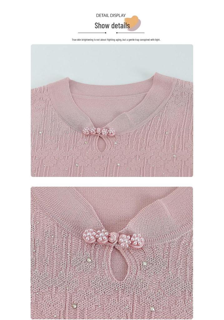 New 2026 Spring Style Stand Collar Long-Sleeved Top for Middle-Aged Women – Fashionable and High-End Feel