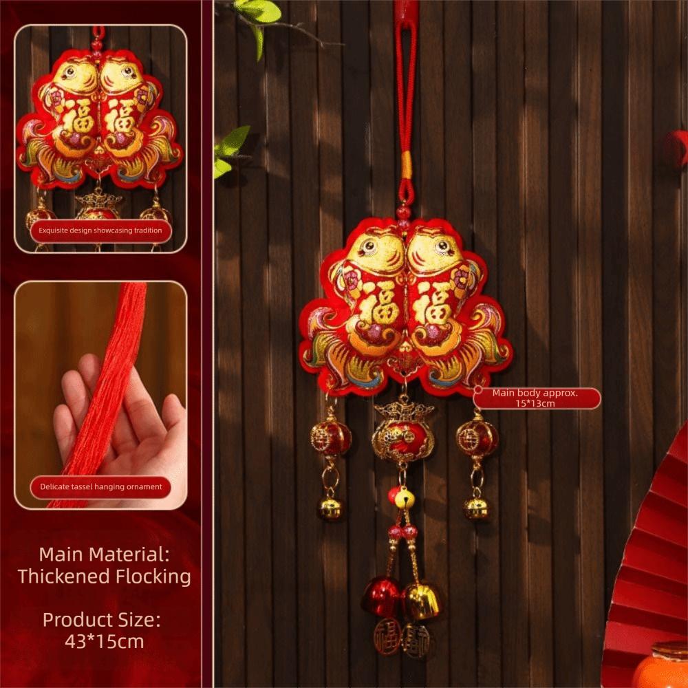 Lanyard New Year Decorative Hangings Gold Foil Embossing Bell Pendant Festive Ornaments Chinese Style With Tassel