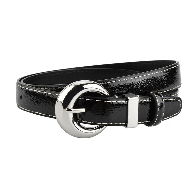 Lacquered Belt Women'S First Layer Cowhide Simple Jeans Decoration High-End Women'S Belt