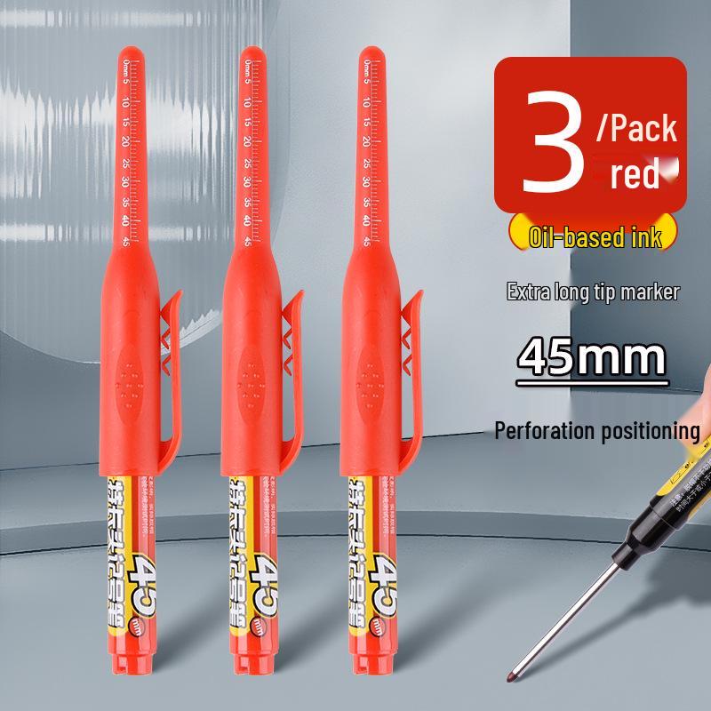 Extra-Long Tip White Oil-Based Marker: Durable, Non-Fading, Deep-Hole Pen for Construction.