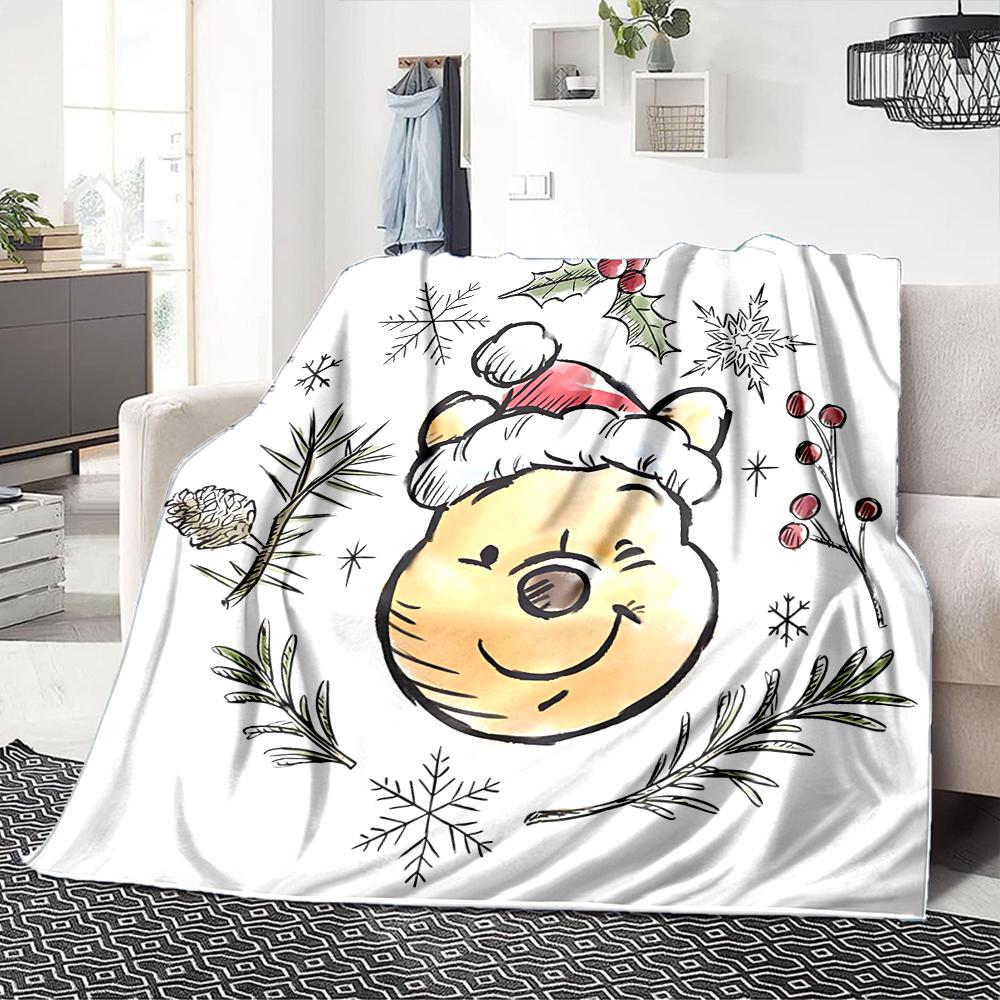 Christmas Winnie Pooh Blanket Soft Throw Blanket For Home Bedroom Bed Sofa Travel Office Solid Christmas Blanket