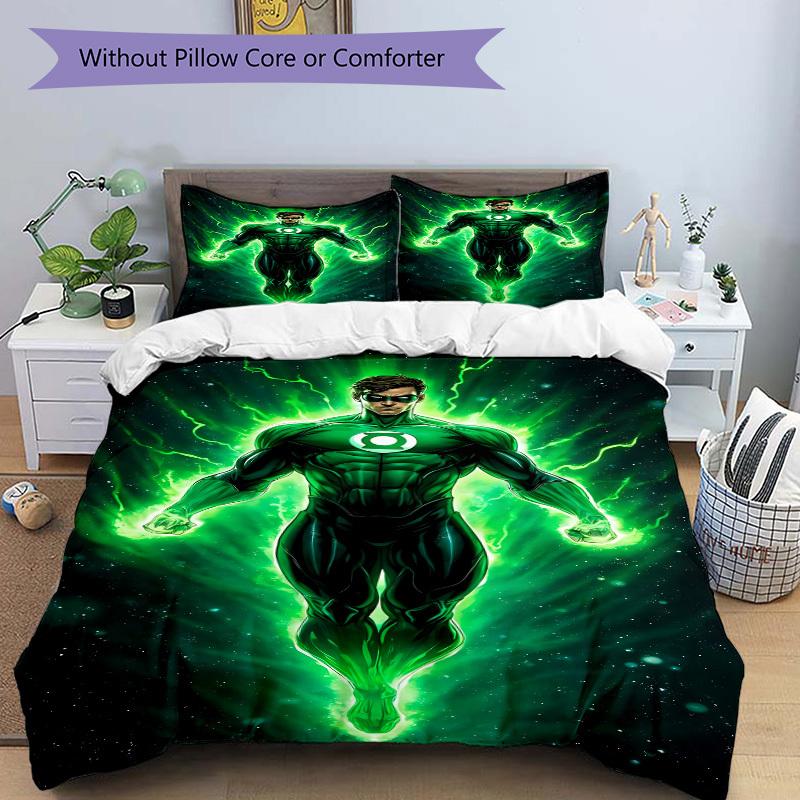 3pcs Green Lantern Cover Set,Soft Comfortable Duvet Cover,Guest Room (1*Duvet Cover + 2*Pillowcases, Without Core) yy251024170