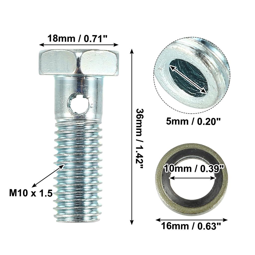 X AUTOHAUX 2 Sets Universal Auto Banjo Bolt Brake Fitting Adapter Kit with M10
