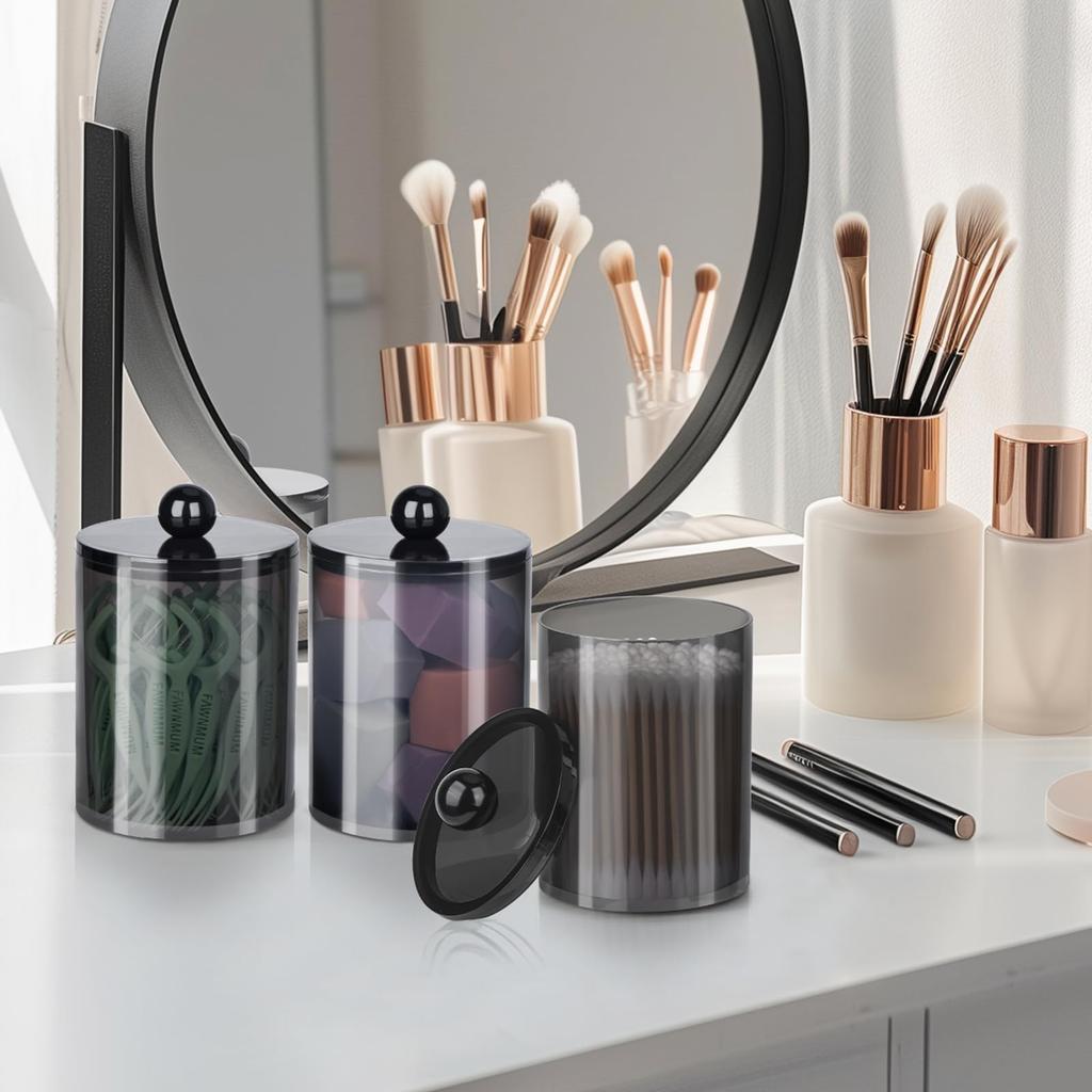 Qtip Holder-10 oz, Qtip Holder Dispenser for Bathroom Canister Storage Organization, Vanity Makeup Organizer, for Cotton Ball