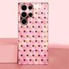 Cute Pink Black Heart Shape Phone Case Glass S26 Ultra Case S25 Ultra Case for Samsung Galaxy S26 S25 S24 S23 S22 FE Ultra Plus