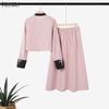 ZANZEA Women Long Sleeve Blouse and Long Skirts Casual Two Piece Suit Sets