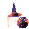 Handmade Halloween Witch Hat With Ruffled Lace Trim Wide Brim Party Cosplay Accessory Women