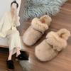 Mao Mao slippers women's wear 2025 autumn and winter new rabbit hair half slippers Muller shoes Mao Mao shoes home cotton slippers