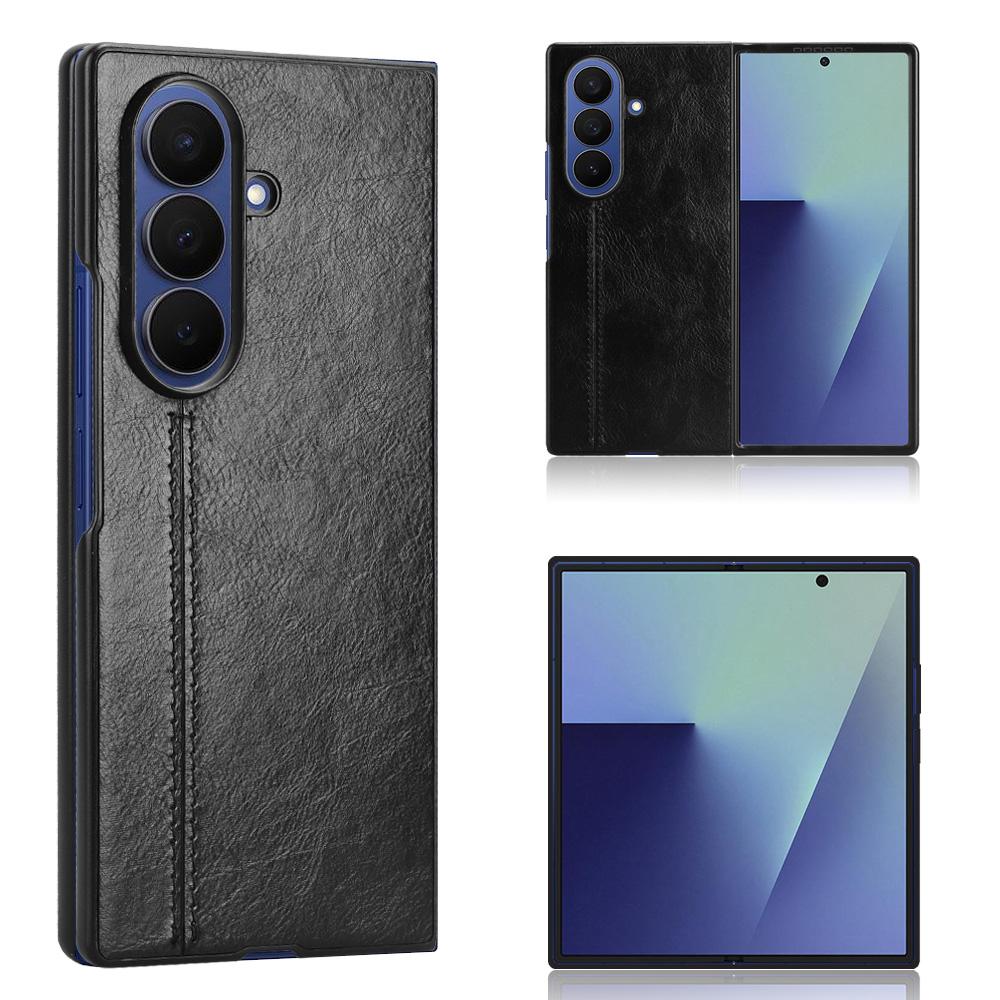 For Samsung Galaxy Z Fold7 5G Case Stitching Line PU Leather Coated PC Phone Cover
