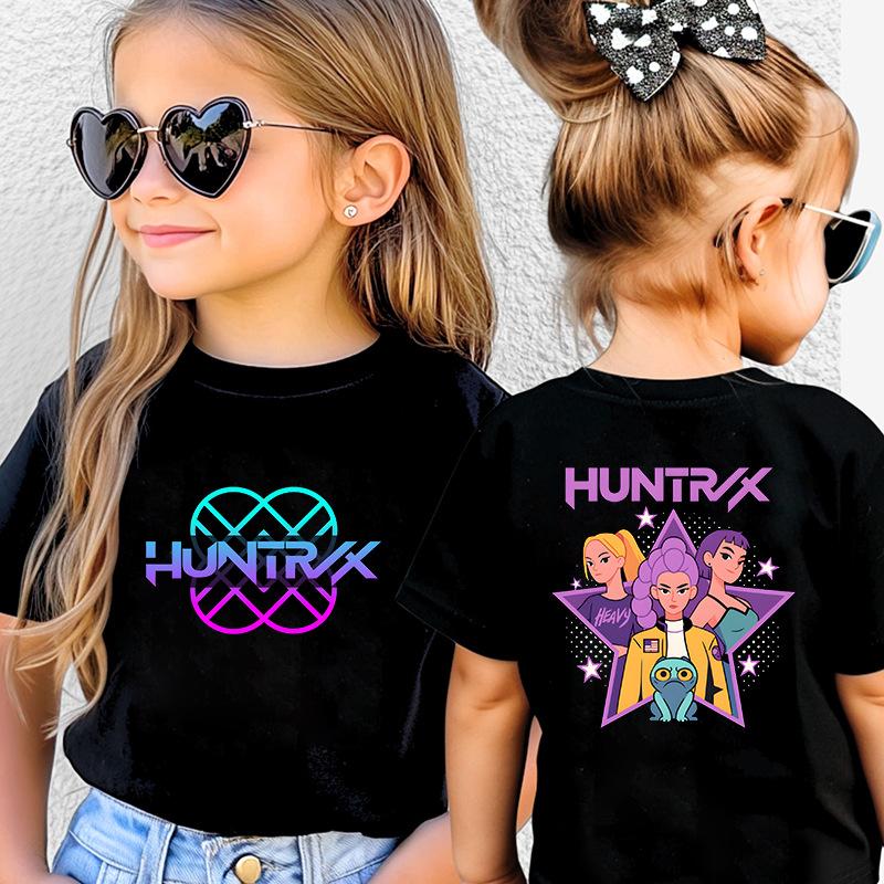 Kpop Hunter Girls' Korean Printed Short Sleeve Medium to Small Kids' T-Shirt