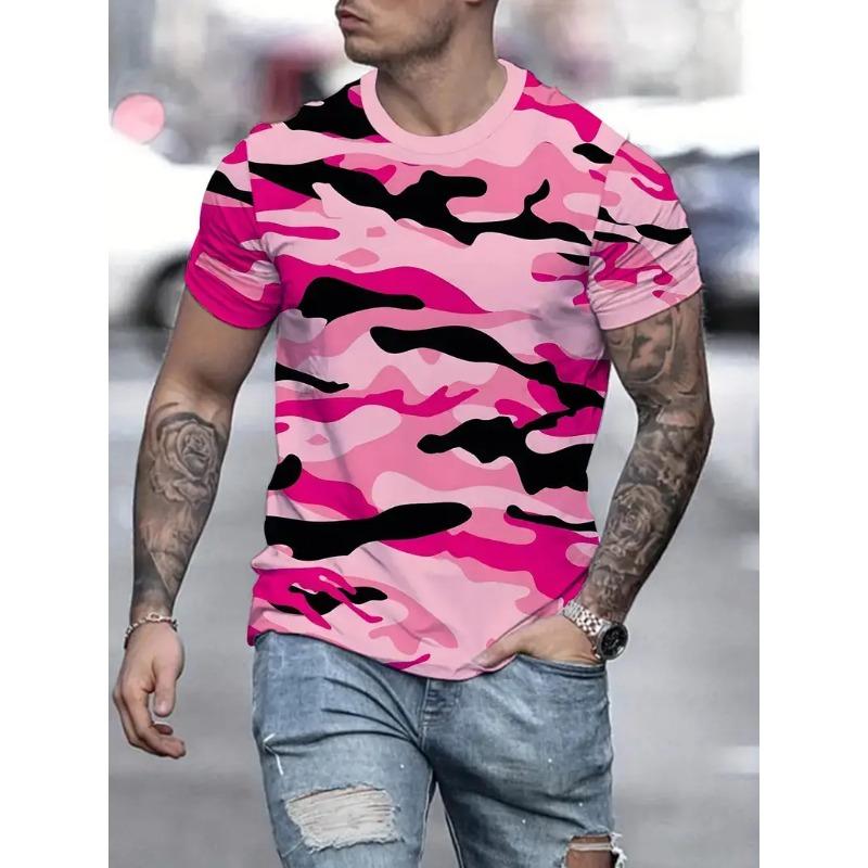 Camouflage Print Men's Tshirt Casual Comfortable Streetwear 3D Summer Outdoor Short Sleeve Crew Neck Sports Top Training T-shirt