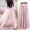 Bohemia Lange Rokken Vrouwen Stretch Hoge Taille Effen Chiffon A-lijn Rok Casual Geplooide Maxi Rok