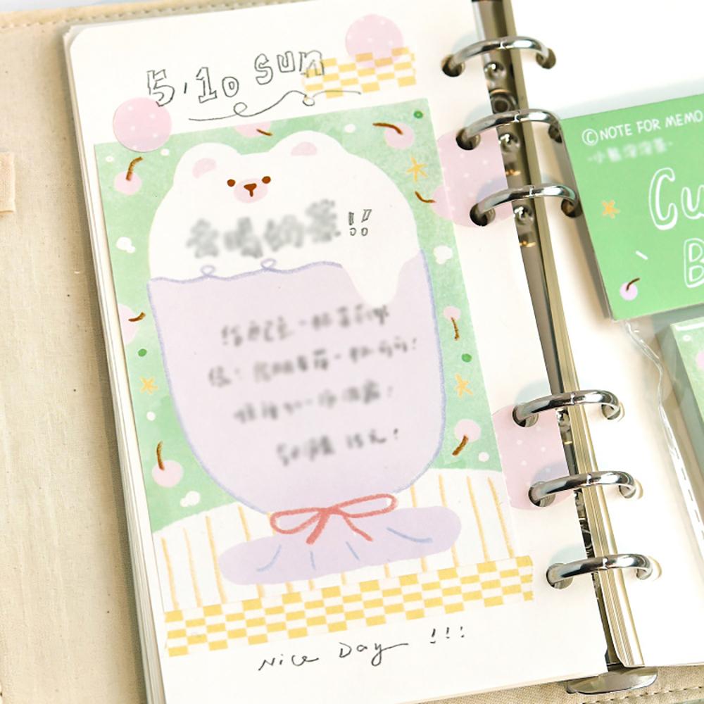 80 sheets Cute sticky notes, small animal account message material paper, student memo marker notebook