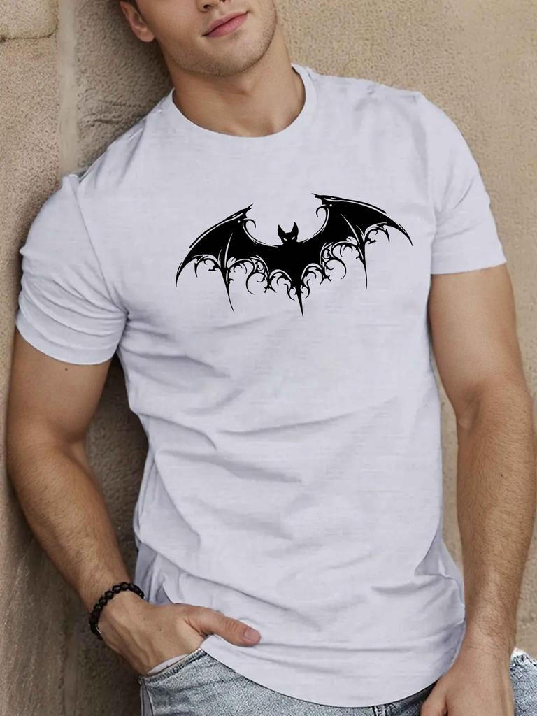 European sizes Men'S Short Sleeve Summer T-Shirt with Bat Design