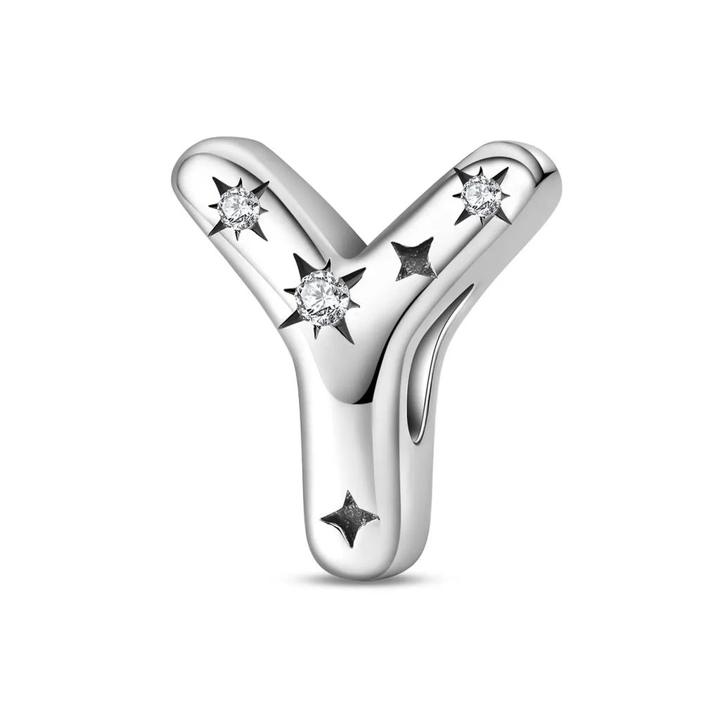 Copper Original 26 Alphabet A-Z Letters Charms Star Zircon Beads Fit Diy Bracelet Fashion Birthday Jewelry For Women Gifts