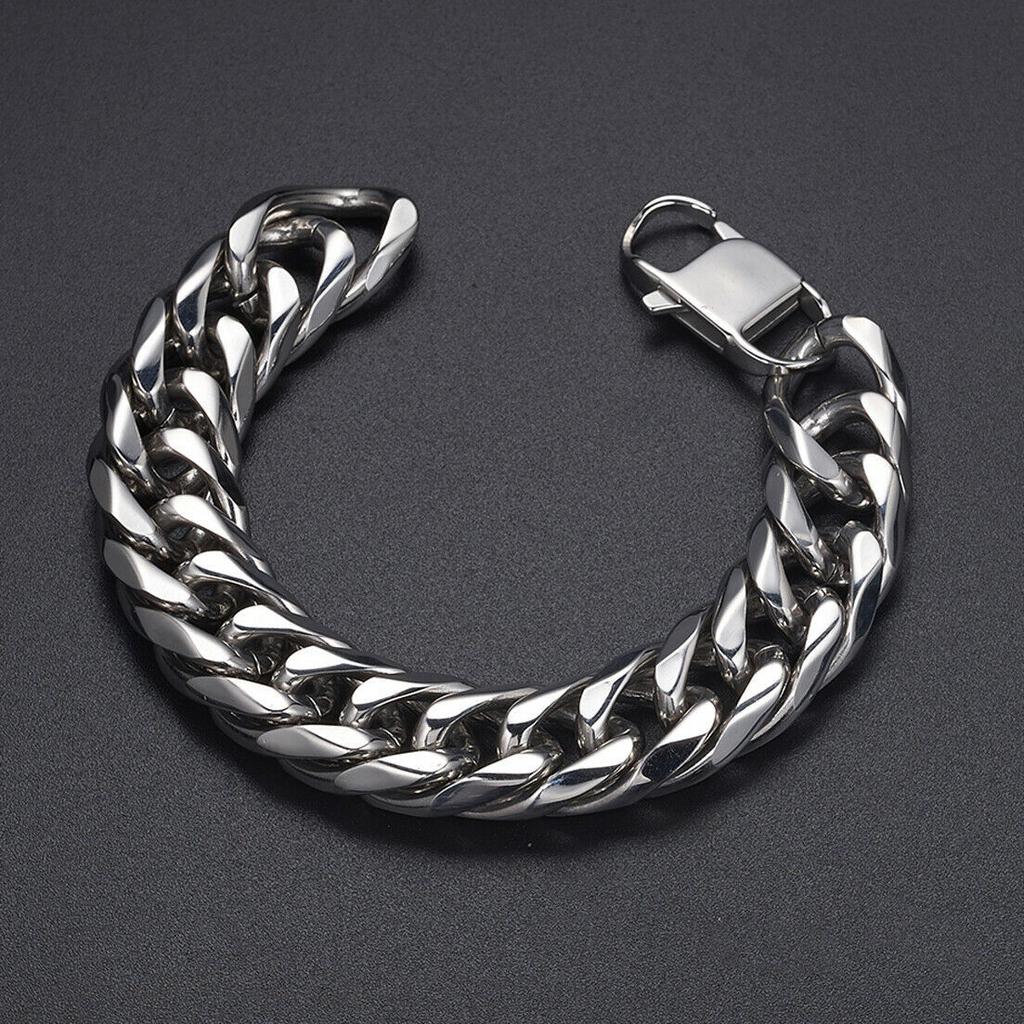 Simple Double Six Titanium Steel Stainless Steel Unisex Whip Chain Silver Bracelet European American Hip Hop Style