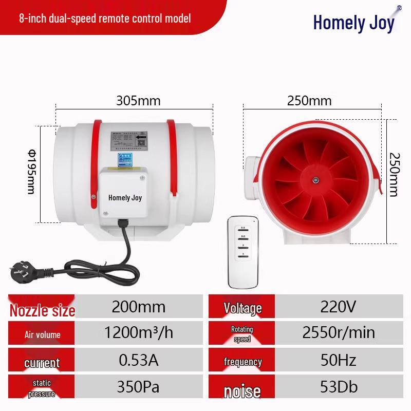 Remote-Controlled Axial Flow Indoor Exhaust Fan with Turbo Ventilation