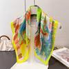 New Artistic Style Printed Imitation Silk Square Scarf Shawl Versatile High-end Feeling Neck Small Headscarf