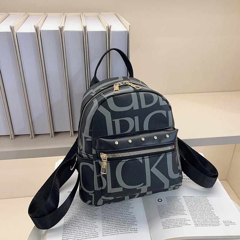

Винтажный Модный Тренд Рюкзак с Изысканным Принтом Букв Популярный Универсальный Классический Рюкзак для Поездок на Работу Женский чёрный