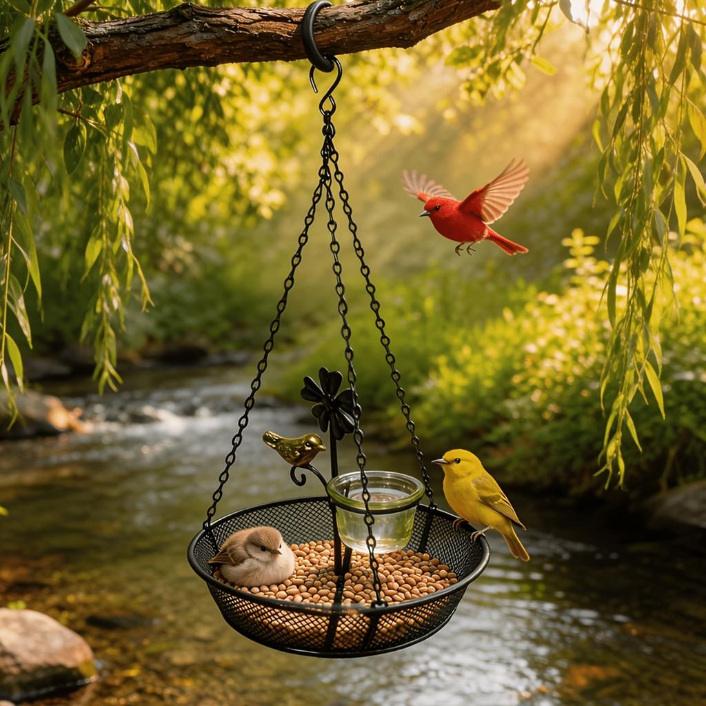 Hanging Bird Feeder Tray for Outdoor Garden Tree Mount
