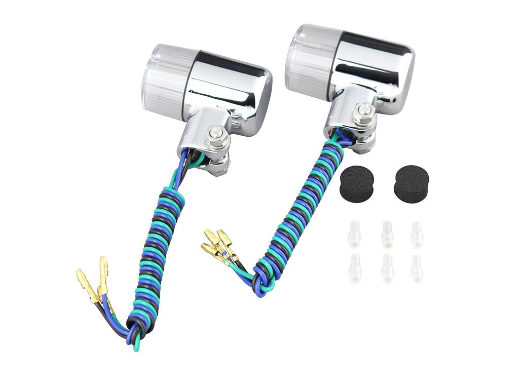 POSH 093492 Motorcycle Supplies, 71 Type Turn Signals, For Double Spheres, Plated Body/Clear Lens