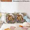 2pcs Vintage Squirrel Family Floral Throw Pillow Covers,Soft Decorative Square Cushion Cases for Sofa Bedroom Living Room