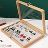 Decorative Jewelry Display Box Practical Wood Jewelry Display Case with Glass Lid for Home Decors and Gift