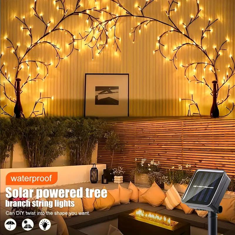 1pc Solar Powered Tree Branch Vine Light 8 Modes DIY Willow Tree Decorative Light Indoor Outdoor Halloween Christmas Decor