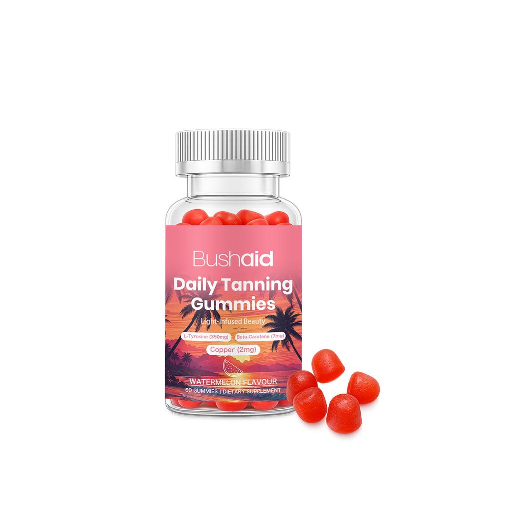 Bushaid Tanning Gummies Natural Glow Skin Care Gentle Body Brightening Supplement