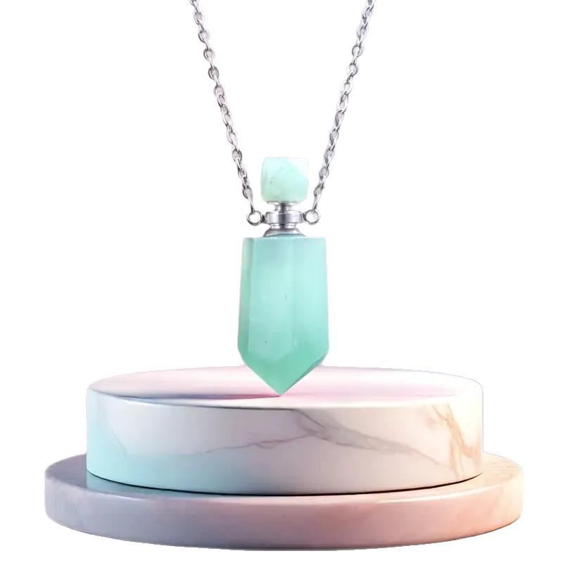 Hexagonal Amethyst Perfume Bottle Necklace for Aromatherapy