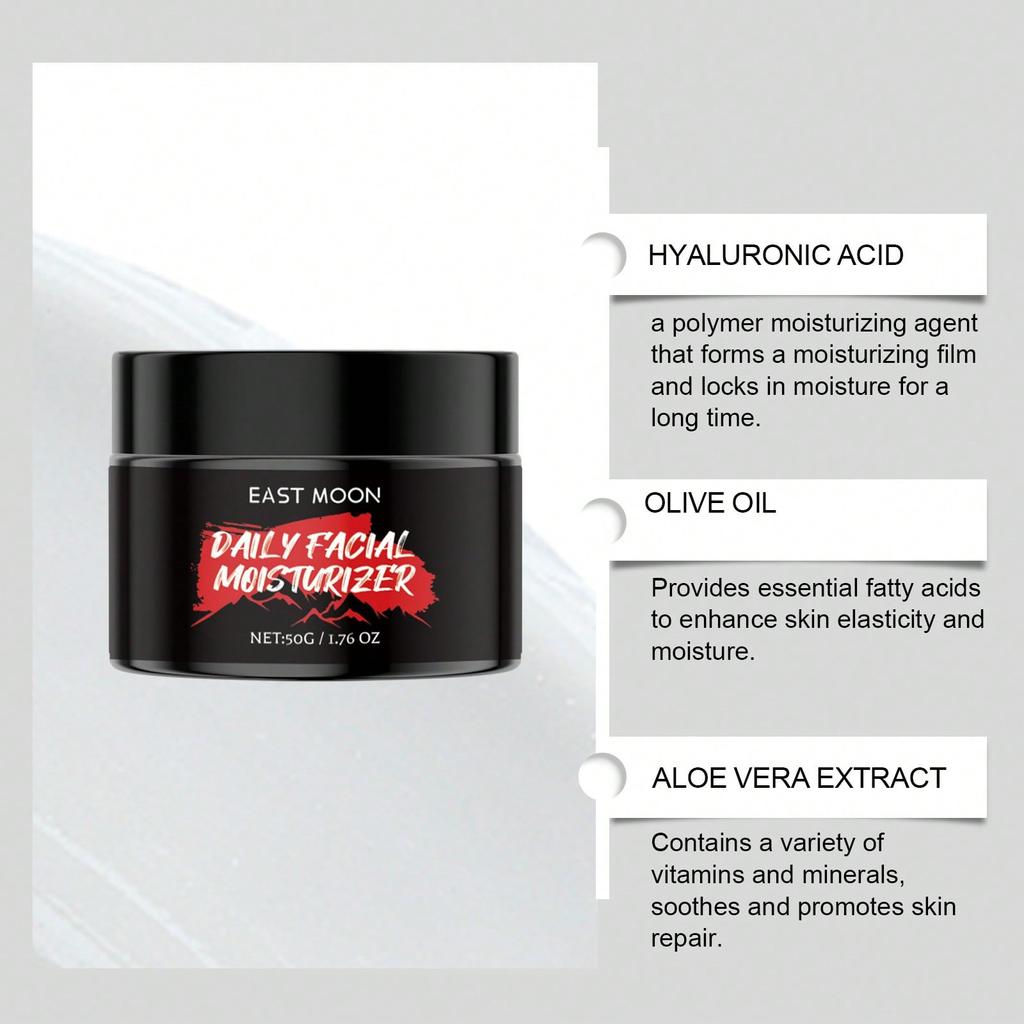 1pc Men's Hyaluronic Acid Moisturizing Cream, Relieves Dry And Rough Skin, Long-Lasting Moisturizing